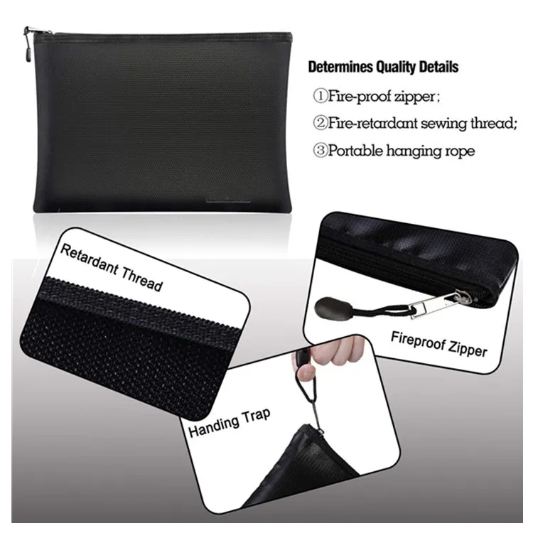 
Water resistant safe fireproof money bag document bag 