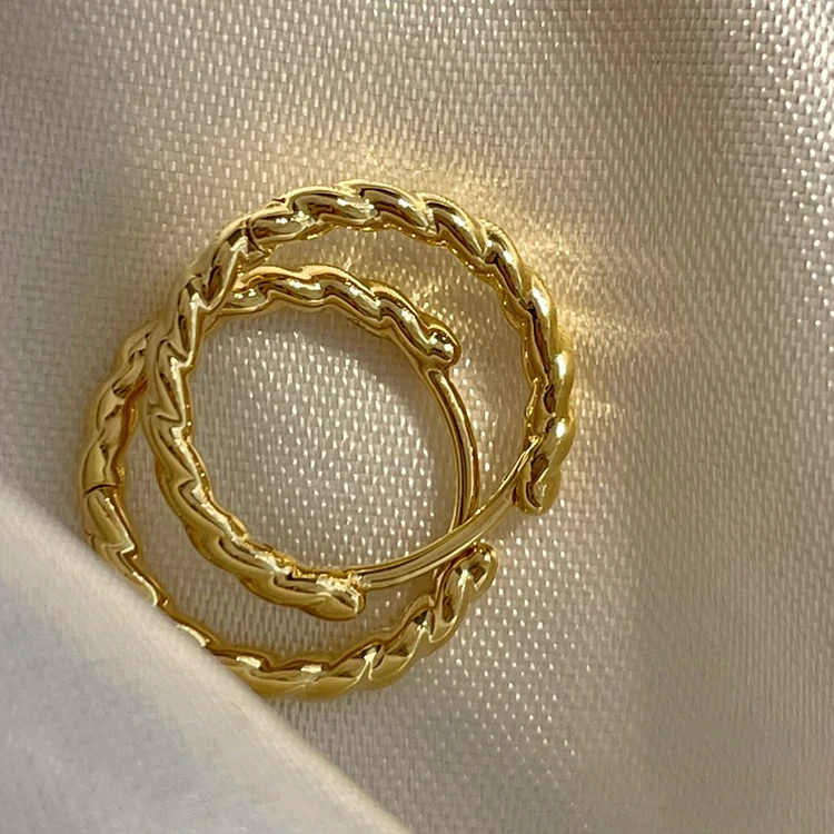 Gold Fine Jewelry Diamond Hoop Earrings Women 14K 18K Soild Yellow Gold Hoop Earring Set