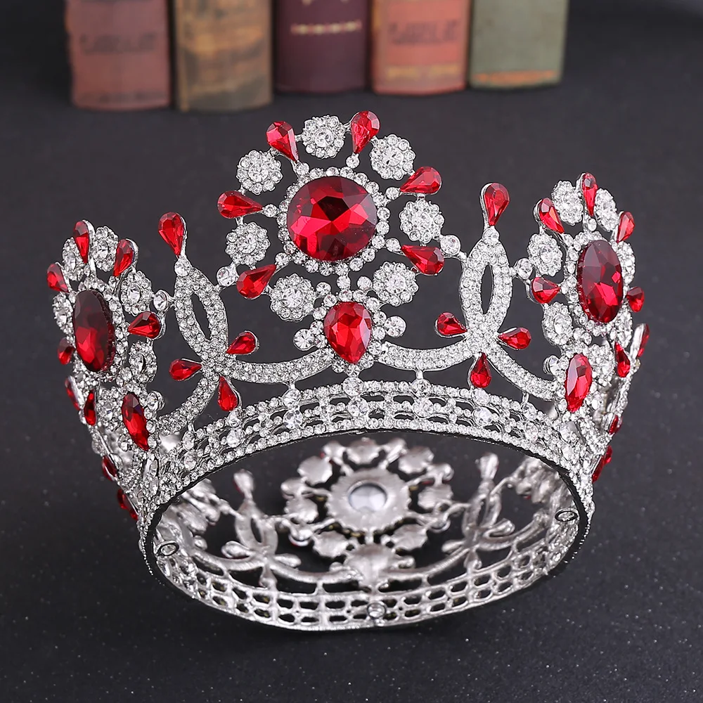 ROMANTIC Full Round Bride Wedding Crown Retro Round Baroque Queen Tiara King Crown