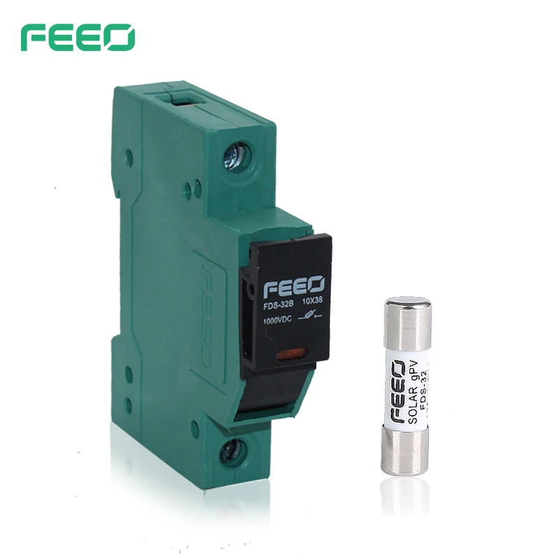  Фотоэлектрическая система FEEO FDS-32B Solar DC Fuse PV 32 Amp1000V Din Rail электронный держатель предохранителя солнечной батареи с подсветкой