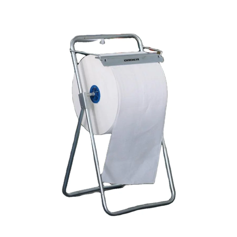 Mobile Industrial Floor Stand Paper Roll Holder clean rags cleaning wipers jumbo roll dispensers