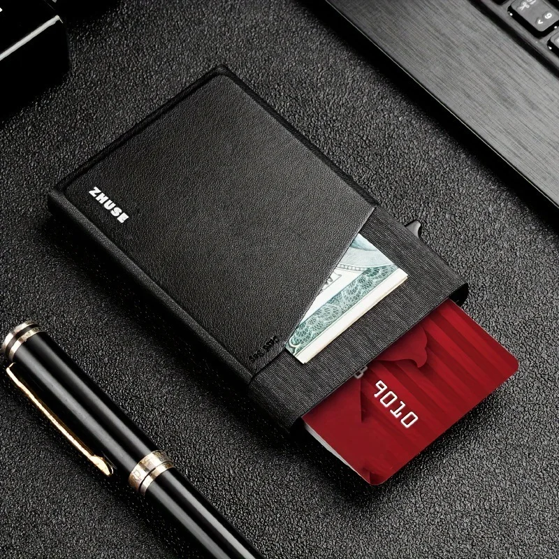 Magnetic Aluminium Automatic Elastic Card Case Rfid Magsafe Card Holder Wallet