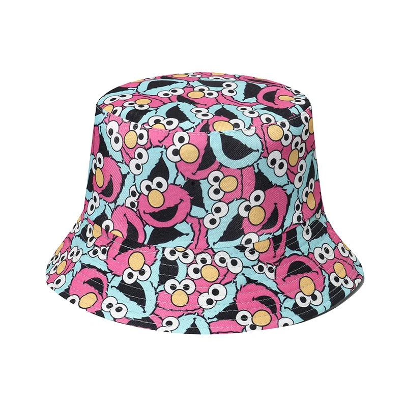 Linda Creative hot selling sesame street bucket hat double-sided cartoon hat street hip hat