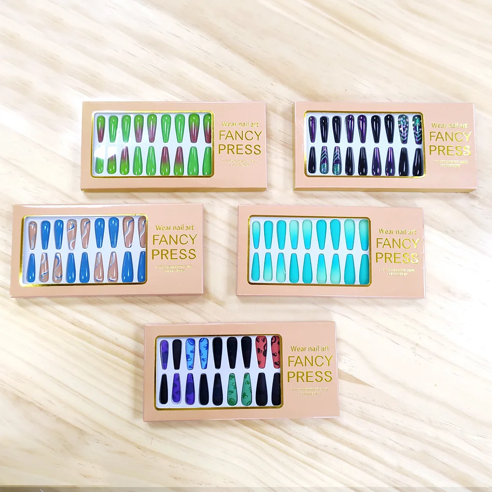 Free Samples Manicure Design Style Ballerina Packaging Box 24pcs Glamour Nail Art Press On Nails Nails