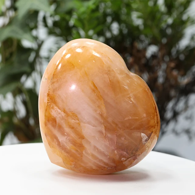 Оптовая торговля желтые hematoid в форме сердца камень Золотая целитель с украшением виде