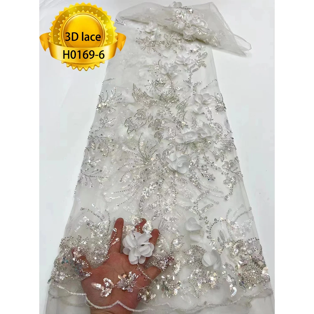 2023 pure white wedding dress tulle laces beaded embroidered fabric border lace trimming flower lace