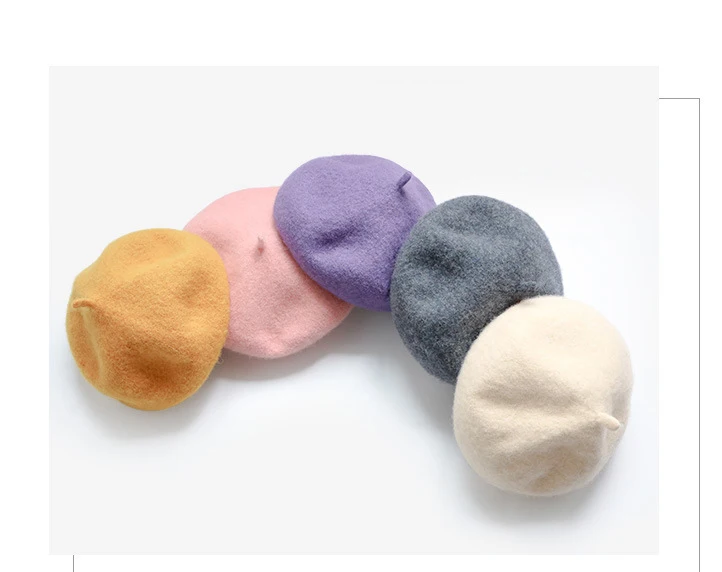 Шапки для детей шапки утолщенные вышивки от производителя Красный берет из 2021100% шерсти французские кепки