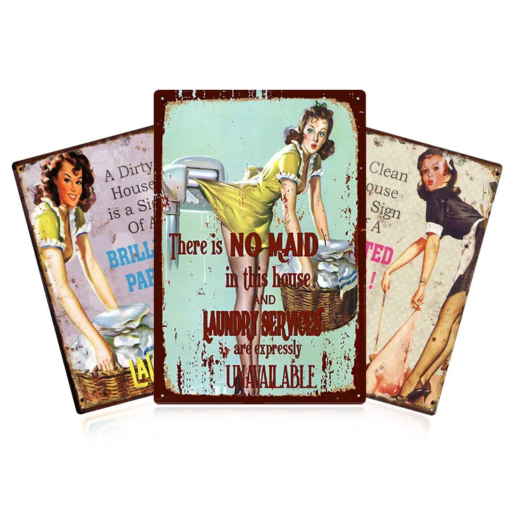 Metal poster tin signs 20X30CM customized UV printing laundry retro metal signs  wasted life tin signs wash tin poster