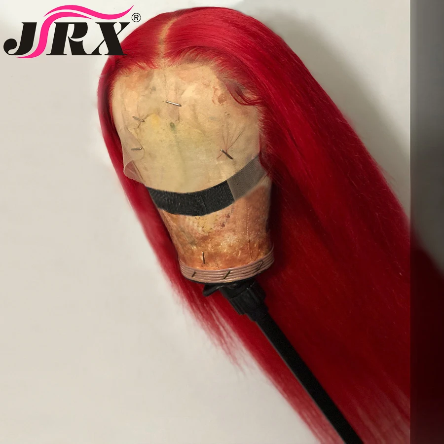 
2021 Drop Shipping Red Color Human Virgin Hair Long Straight Lace Front Wig With Baby Hair 