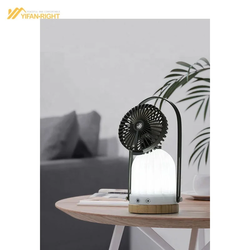 Multi-function Retro Portable Fan LED Light Hanging Tent Lantern Rechargeable Camping Light