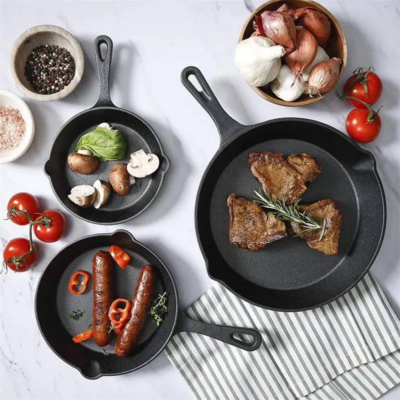 Omelette  Pancake Skillet With Heat Resistant Cast Iron Frying pan Non-stick Pot Breakfast Maker Handle Gas  Induction Cooker