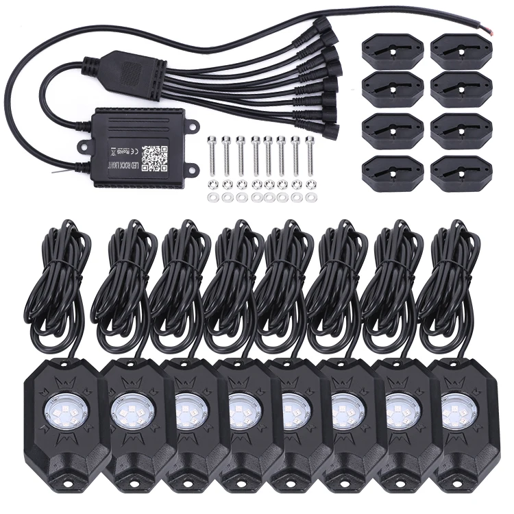 Other Car Accessories 8Pods Led Rock Light App And Blue-Tooths Control Rgb Rock Light 12V 8 Pods Rock Light For Jeep Truck Atv