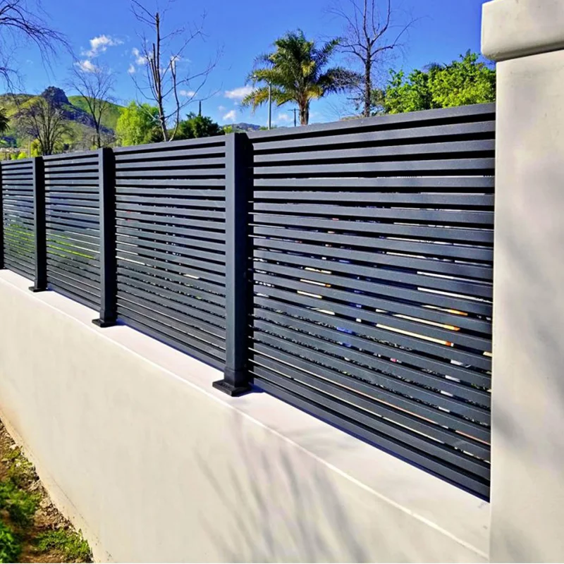 HYAP-S000 W2mxH1.5m Semi-privacy Aluminum Slat Fence Screen Outdoor Privacy Panels Black Fence Aluminum