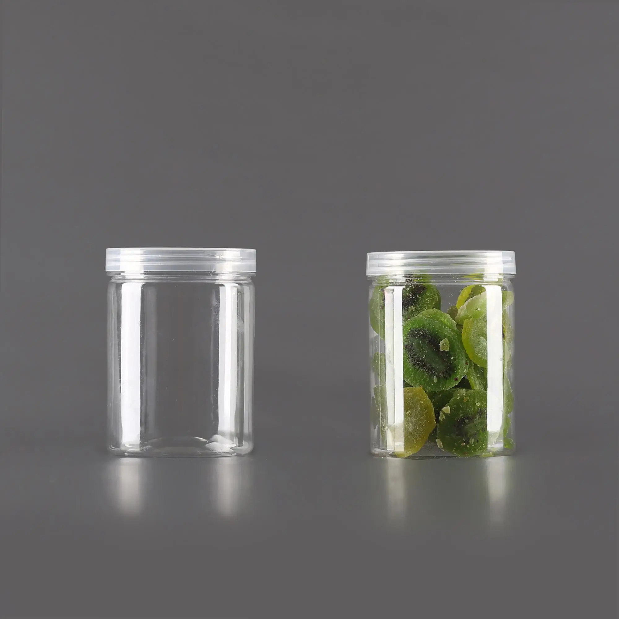 Factory Ready Stock 500ml PET Transparent round Plastic Bottle with Wide Mouth Black-White Lid Empty Food Cans for Skincare Use