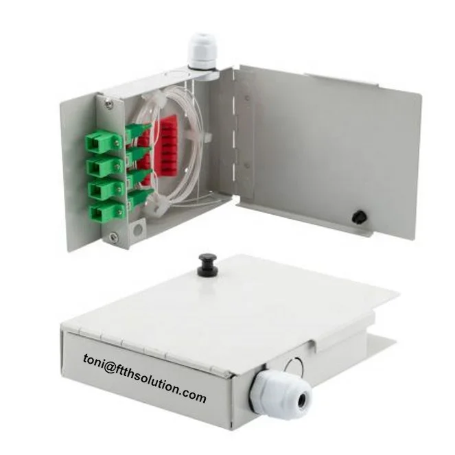metal wall mount fiber optic enclosure 4 Port SC  FTTH Terminal Box