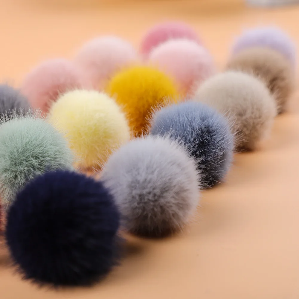 6cm Imitation Mink Fur Covered Ball Beads Colorful Charm Pompom Beads For DIY Crafts Materials Ornament Making Supplies