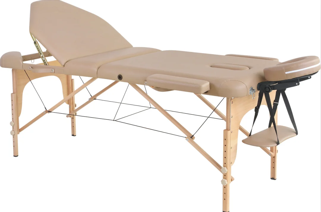 Wholesale Price Beauty Spa 3 Section Wood Massage Bed Foldable Massage Table With Hole