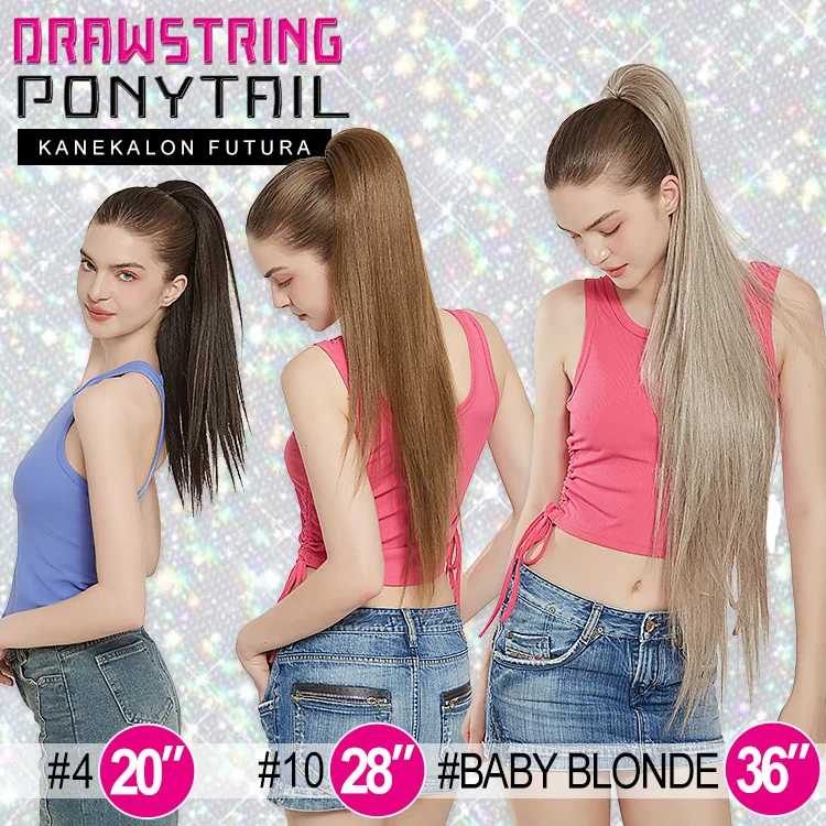 Julianna 20 Inch 28Inch Kanekalon Futura Water Wave Body Wave Afro Curly Naturel Synthetic Hair Drawstring Ponytail Extensions