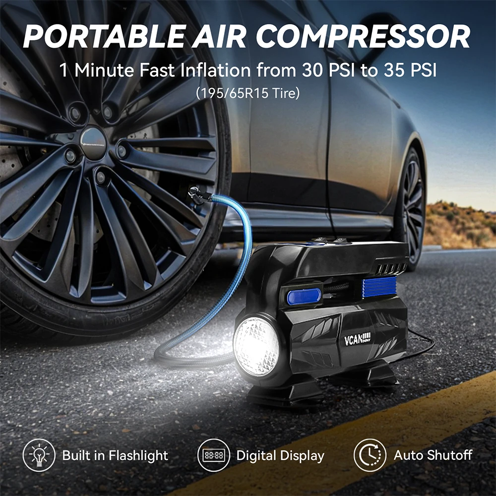 Digital Tire Inflator DC 12 Volt Car Portable Air Compressor Pump 120 PSI Car Air Compressor for Auto Car Motorcycles Bicycles