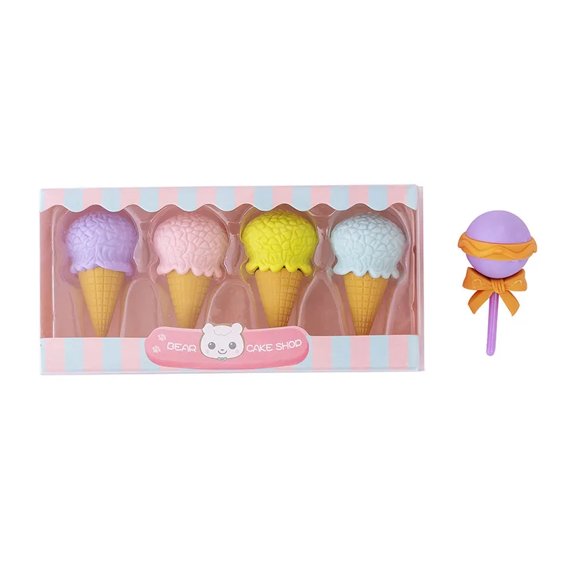 Dessert Erasers Set Mini Lollipop Ice cream Popsicle Donuts Rubber Pencil Eraser for Kids School Student Award