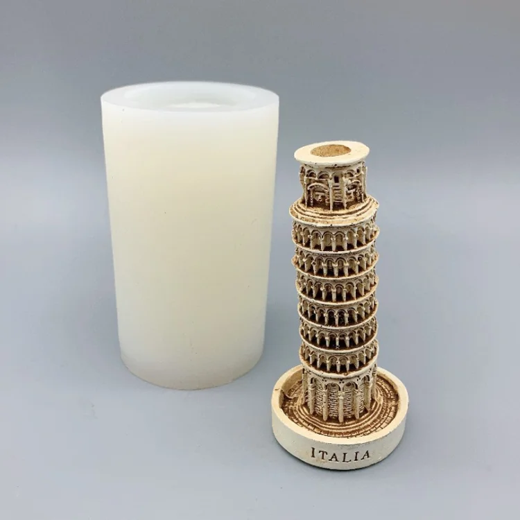 2021 Factory Italian buildings DIY Leaning Tower of Pisa 3d silicone resin molds plaster of paris candle mold