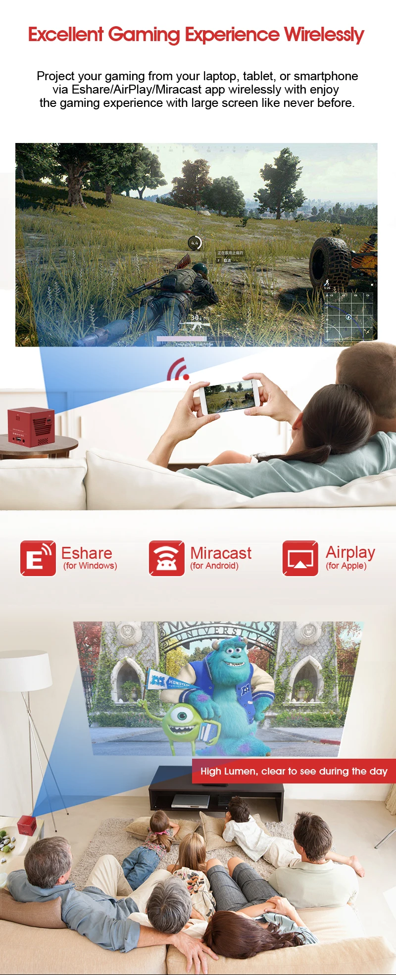 2020 mini dlp  Built-in Speakers Home Theater Projectors Led Projector for Home