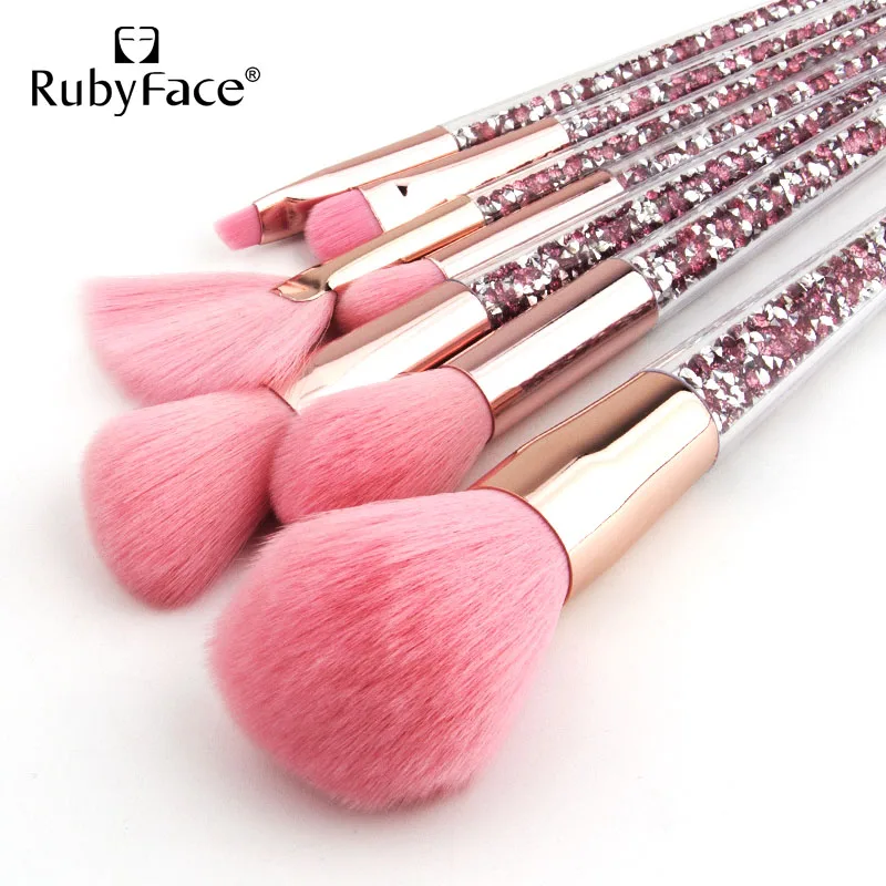 7 Pcs Rubyface Diamond Makeup Brushes Set Crystal 2020 in Stock Factory Supply