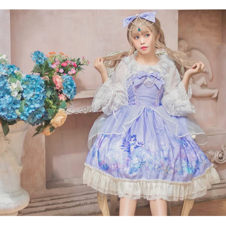European Purple Lolita Princess Dress Mermaid Lace Sling Dress