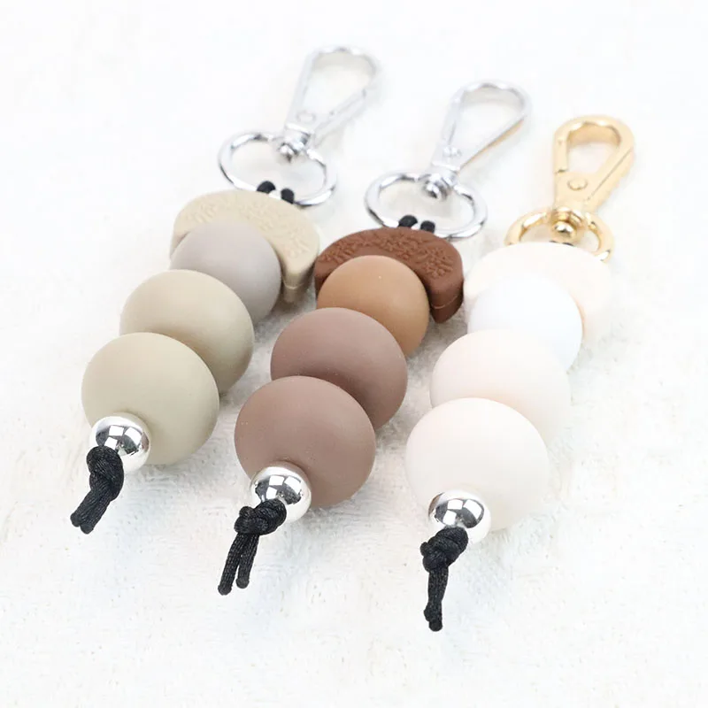 Moon Shape Silicone Abacus Beads Silicone Round Beads Pendant Keychain