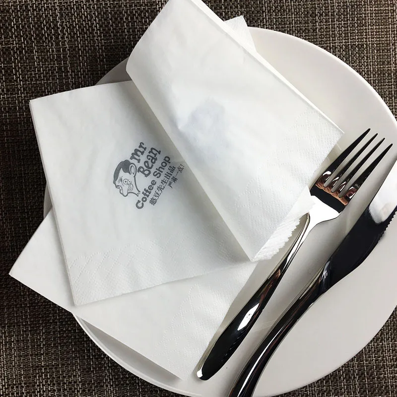Hot Sale 1/4 Folded custom napkins with Logo Printed Restaurant Dinner Cocktail Lunch Tissue Paper Napkins