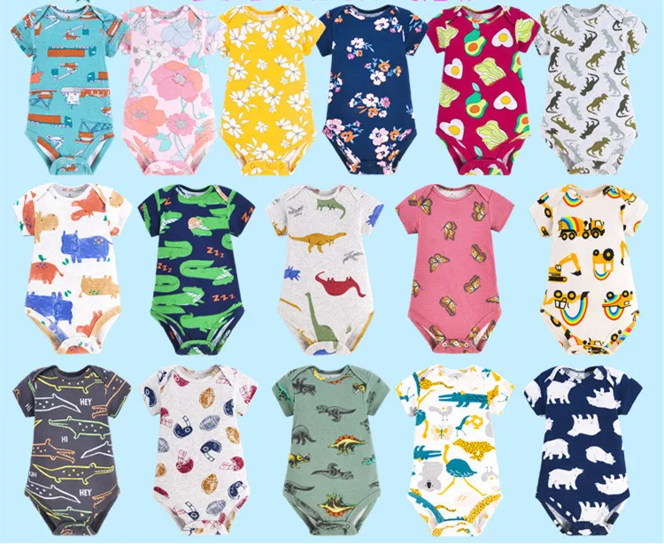 0-24 Months Pureborn Baby Boys Girls Short Sleeve Romper Baby Unisex Cotton Rompers