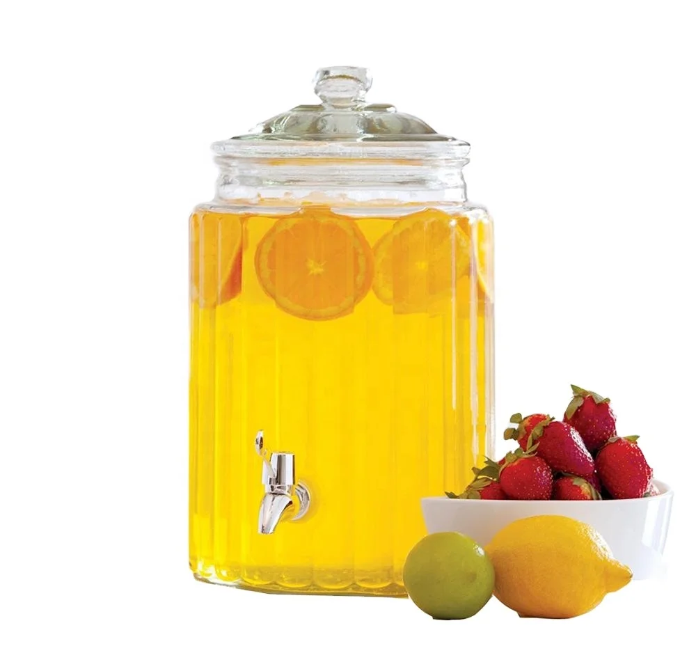Wide Mouth 1.5 Gallon Glass Mason Jar Water Juice Beverage Dispenser With Faucet Glass Lid