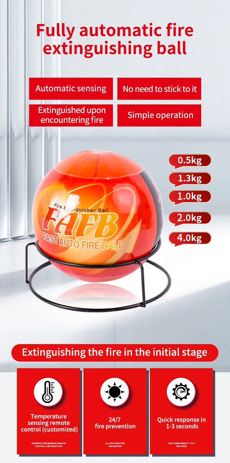 Factory direct price 1.3kg ABC Powder Auto Fire Ball Fire Fighting Ball Fire Extinguisher Ball