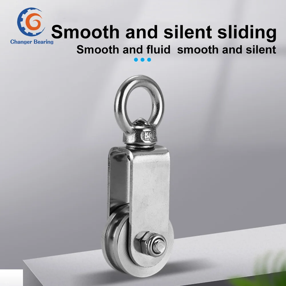 Stainless Steel 30/34 U Type Swivel Pulley Heavy Duty Cable Pulley Block Wheel for Wire Rope