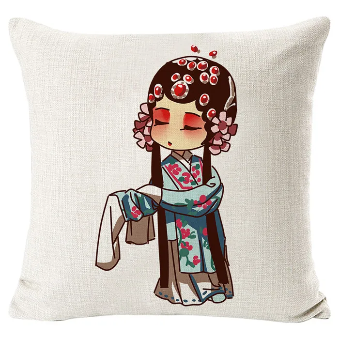  2021 Customized Good Quality Chinese Traditional Opera 18x18 Pillow Cover
