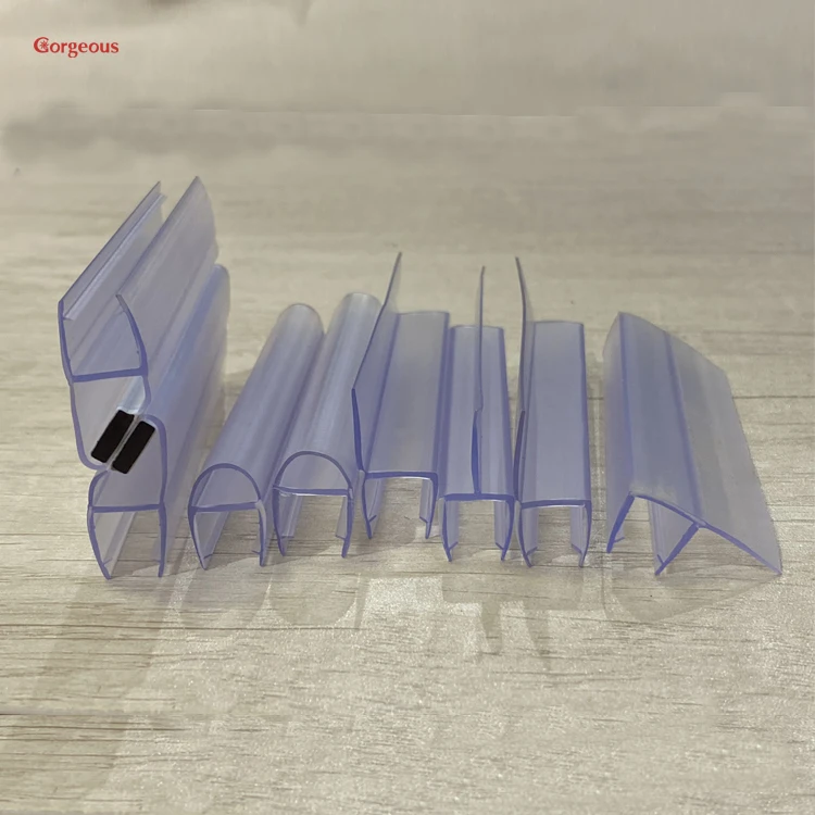 pvc waterproof rubber sliding plastic glass seal strip magnetic sealing strip frameless clear bottom shower door seal strip
