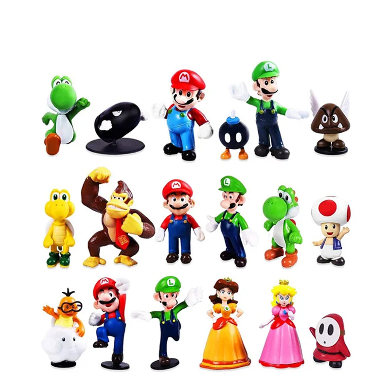 Promotional Gift 18pcs set Super Marios anime action figure doll ornaments toys with Cheap factory price