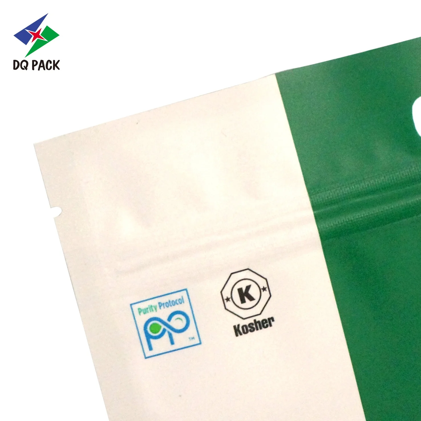DQ PACK OEM plastic food packaging bag , three sides sealed pouch, stand up pouch with euro hole