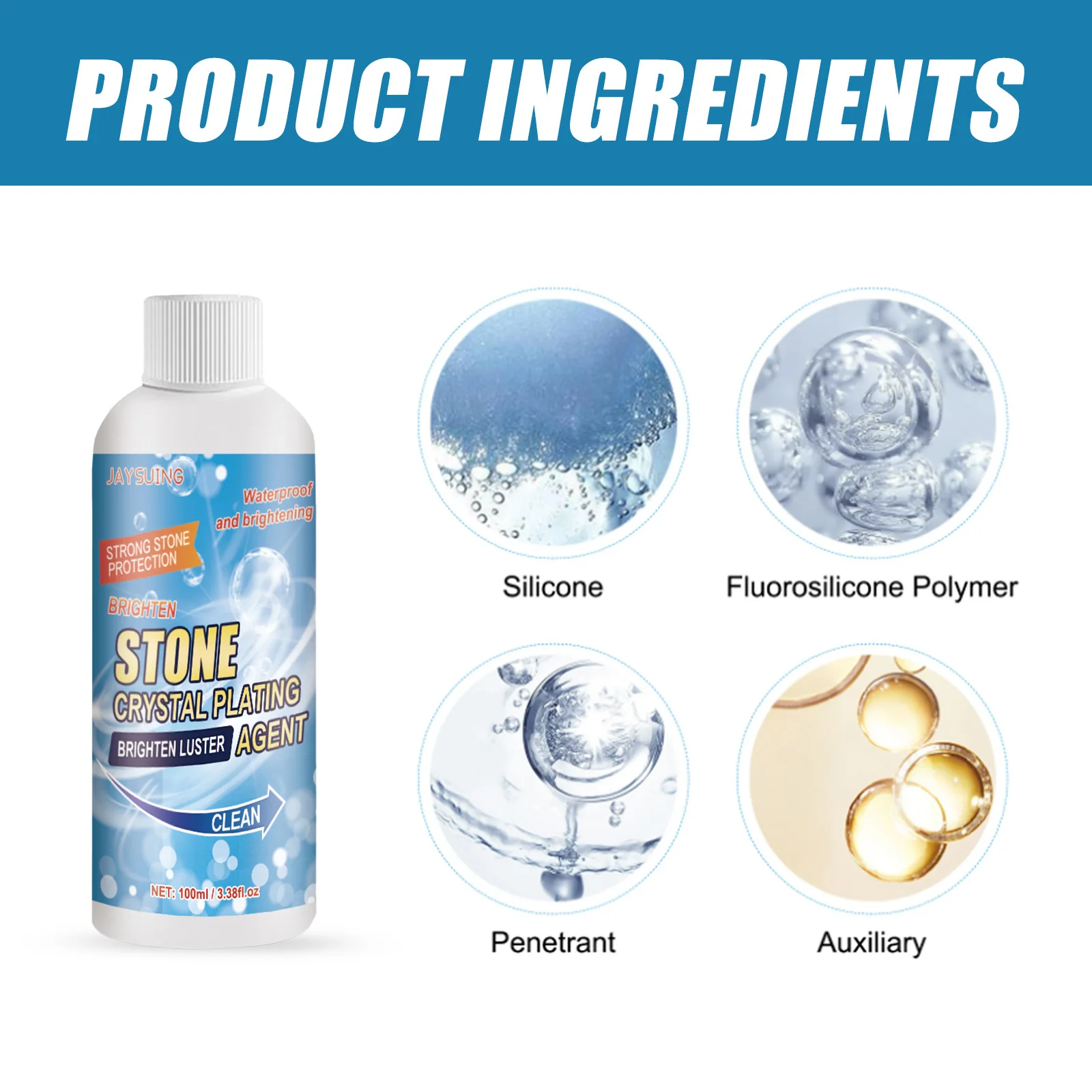 Stone crystal plating agent Kitchen quartz tile countertop scratch repair cleaning stain brightener