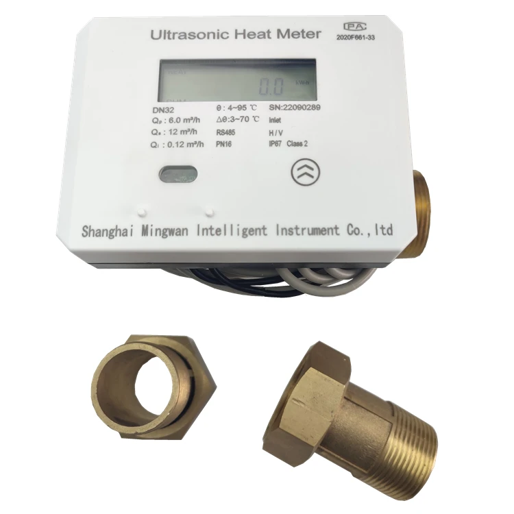 DN25 ultrasonic heat meter with M-BUS/RS-485/Modbus/LoRaWAN, DC24V power supply, replaceable 3.6V lithium battery.
