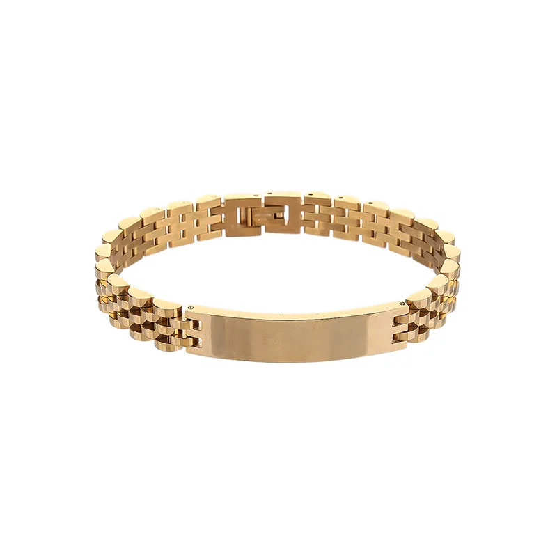 Luxury fashion Charm Bangle Hand Chain Cuban Thick Hip-hop Fashion Men Plated 18K Gold Stainless Steel Bracelet