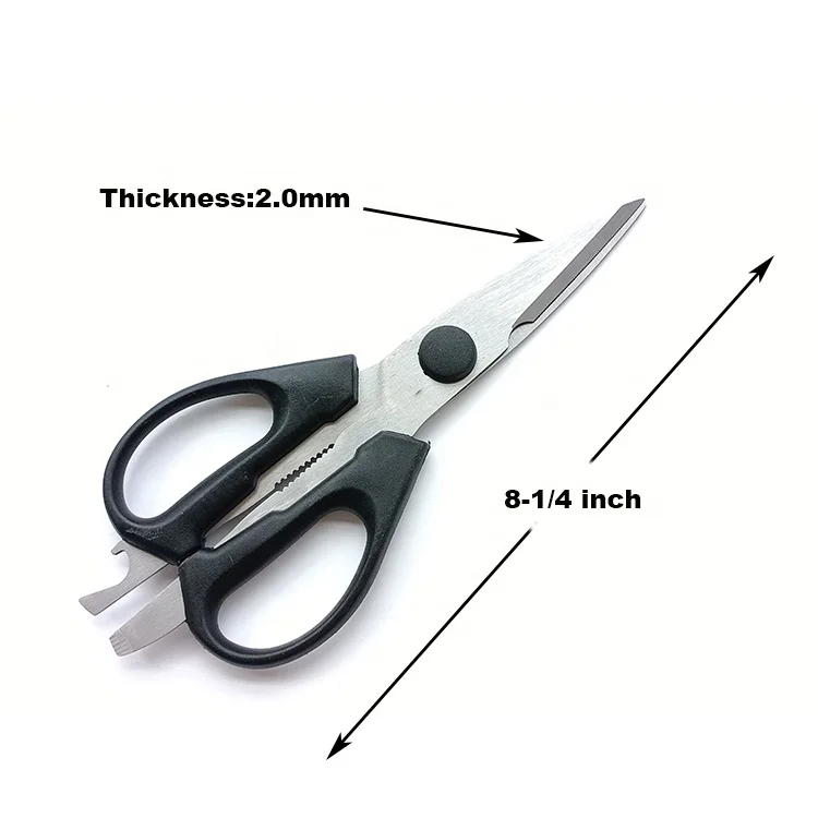 Large PP handle sharp multipurpose scissors kitchen scissors for bottle opener