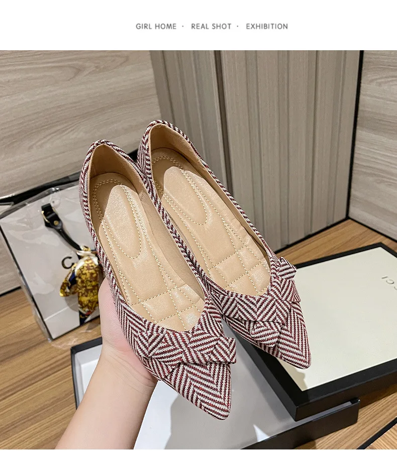 Hot selling pointy toe cute bow custom shoes manufacturers flat shoes for ladies luxury shoes