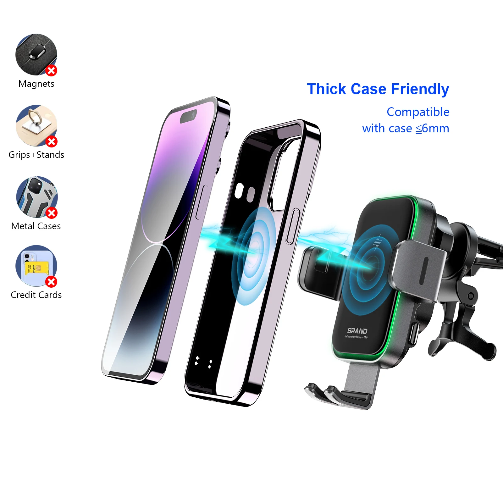 Wholesale Auto Clamping Cellphone Holder Wireless Charging Car Mounts Smart Phone Mount for Car
