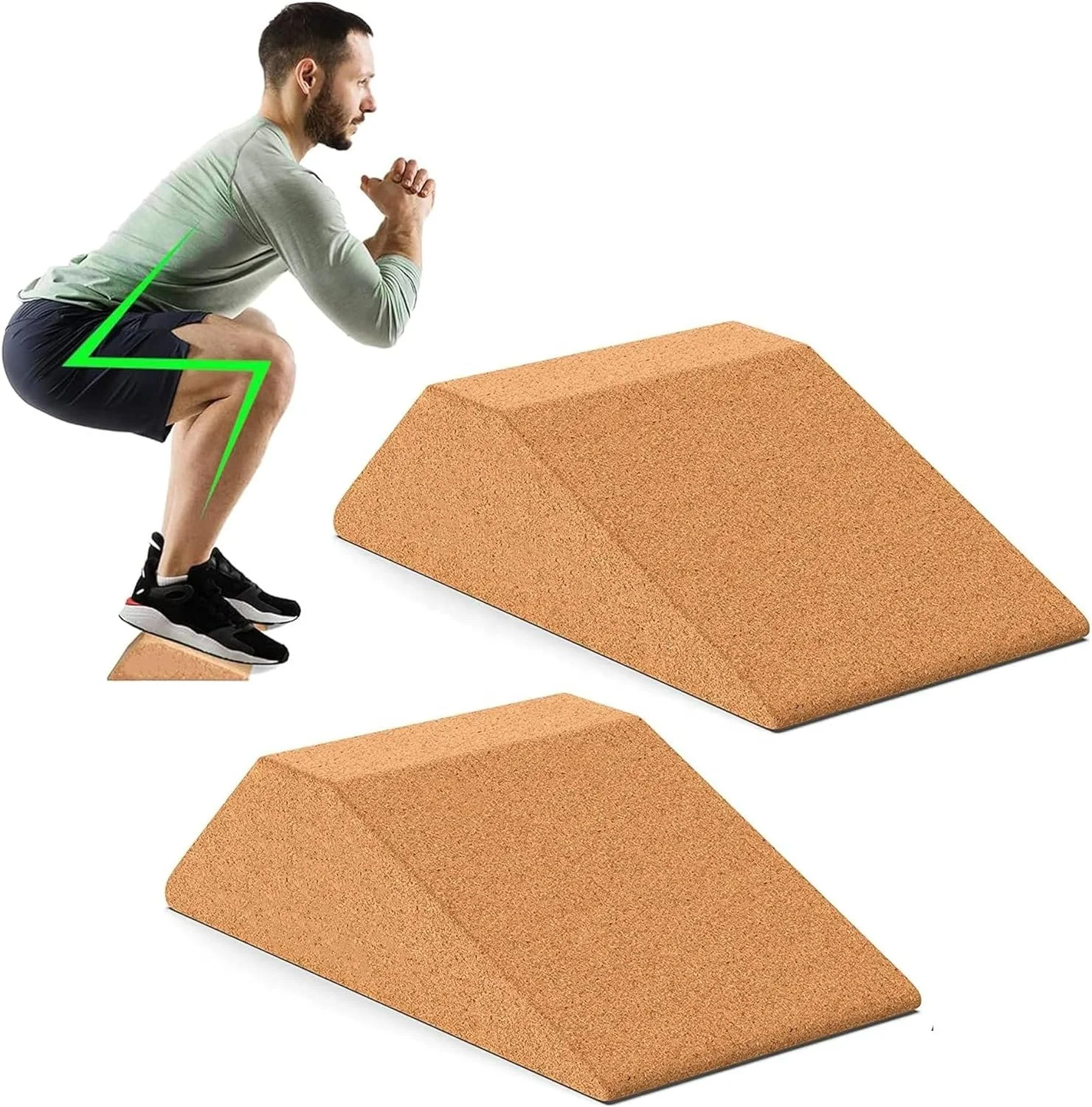 Wholesale Cork Triangle Squat Wedgiez Squat Wedge Pair Calf Stretcher for  Lower Body Strength Anti Slip Squat Ramps
