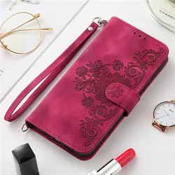 New Embossed Flower Wallet Leather Phone Case For Huawei P60 Nova 11 Honor 90 Pro X50i X40i X30 X8A Flip Cover With Strap