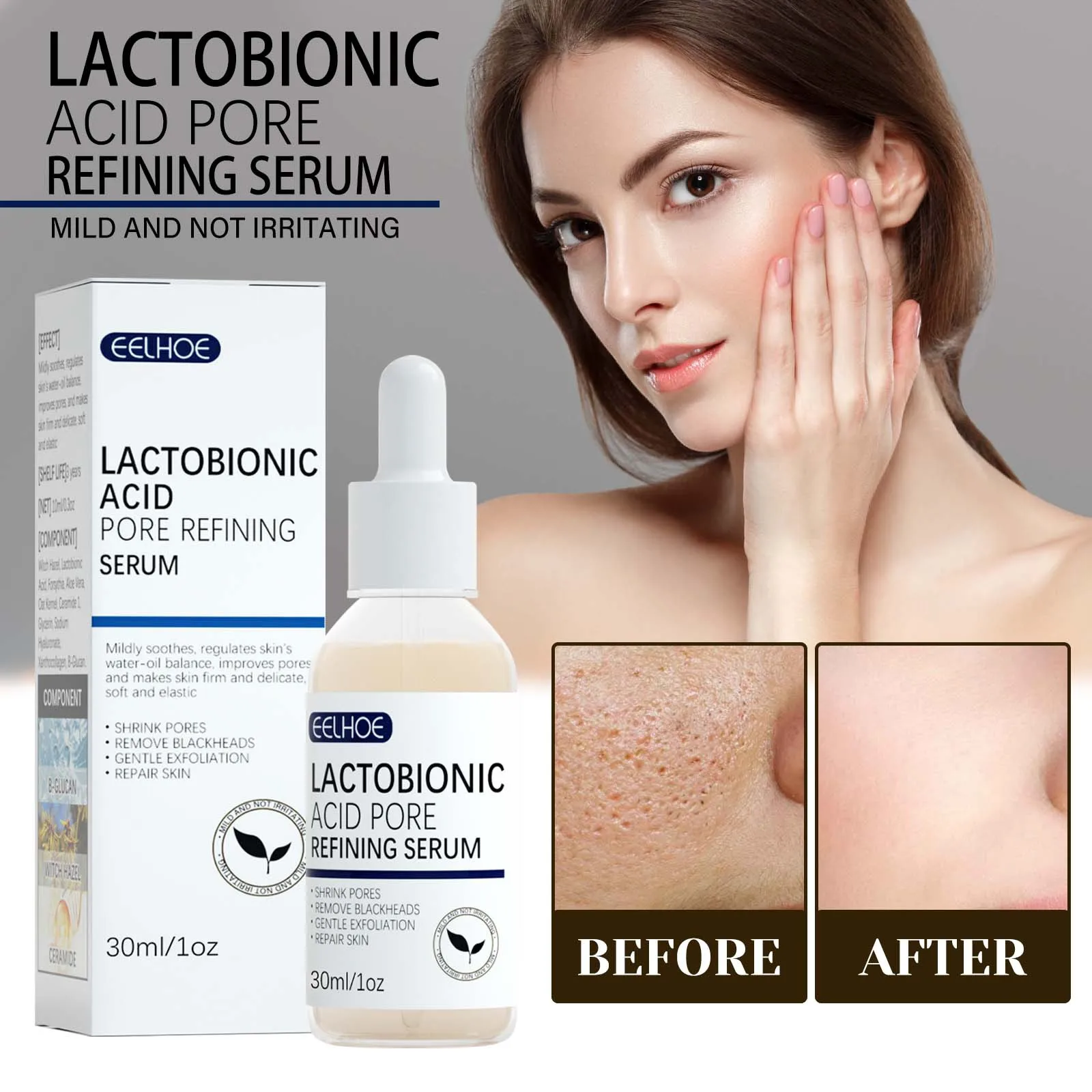 High Quality Lactobionic Acid Skin Repairing Pore Refining Blackhead Remover Serum