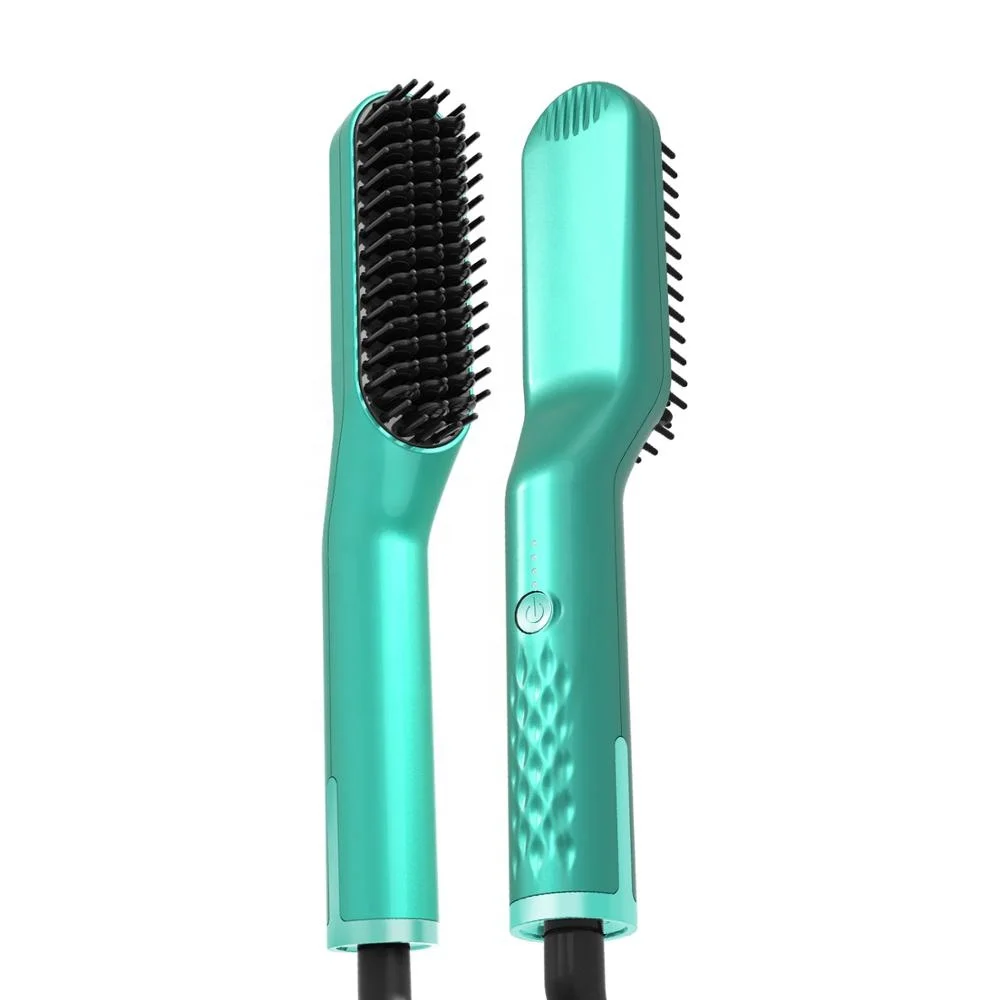Professional custom 3 in 1 hair beard straightener one setp hot hair brush dryer comb electric