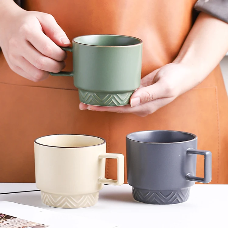 New design Ceramic mug French green glaze small fresh breakfast cup coffee milk lovers water mug