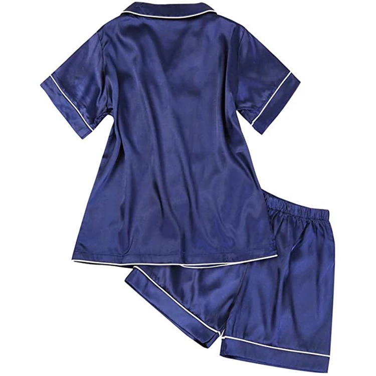 2021 children 100% mulberry silk Pyjamas set girl Short sleeve pajamas and shorts sleepwear Kids Silk Pajama